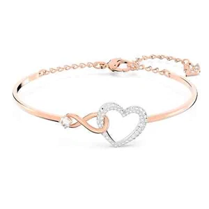 Swarovski Hyperbola Bangle Infinity and Heart, White, Mixed Metal Finish 5518869 - Picture 1 of 5