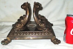 ANTIQUE VICTORIAN CAST IRON DOLPHIN FISH LAMP BASE STAND ART SCULPTURE DOORSTOP - Picture 1 of 21