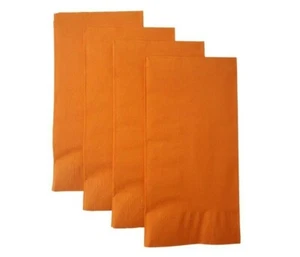 Orange Plain Solid Color Paper Disposable Dinner Guest Hand Towels Napkins - Picture 1 of 2