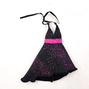 Barbie Black Pink Glitter Halter Dress Evening Gown Fashion Doll Clothes Outfit - Picture 1 of 5