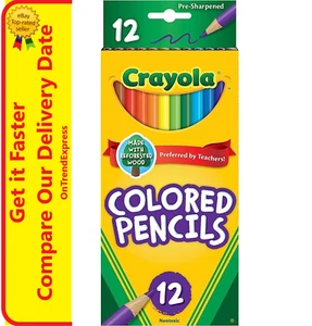 Crayola Full Sized 12 Pack Coloured Pencils Arts/Crafts Drawing Colouring - Picture 1 of 9