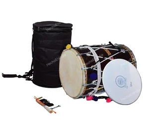 Musical Gujarati kcchi Bhangra Dhol, Sheesham Wood Musical Instruments With Bag - Picture 1 of 9