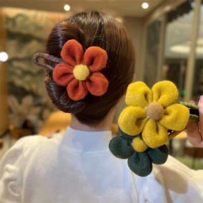 Horquillas de flores grandes clip de cola de caballo clip de tiburón clip de felpa flor clip para el cabello hecho a mano Foto 1 de 4