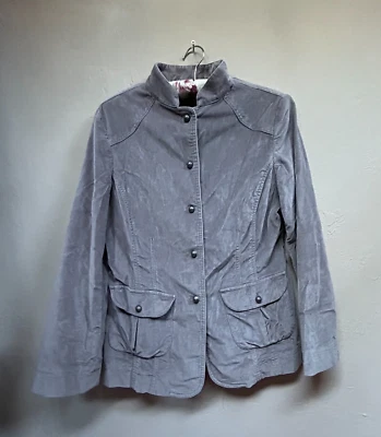 Chaqueta de terciopelo estilo militar para mujer J. Jill con botones delanteros cuello falso gris talla 10 Foto 1 de 4