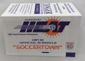 NPSL 1997-98  Harrisburg Heat Indoor Soccer Pocket Schedule-Tanger Outlets - Picture 1 of 1