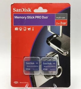 Sandisk MS Memory Stick Pro Duo 2GB - Pack of 2 (SDMSPD2-2048-AC11) - Picture 1 of 2