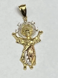 14K Yellow/White/Rose Tri-Tone Gold Divine Child Baby Jesus Pendant Diamonds - Picture 1 of 10
