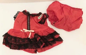 Vestido Ropa Coleco Vintage Cabbage Patch Niños Rojo Negro Encaje Estilo Español J11 - Imagen 1 de 2