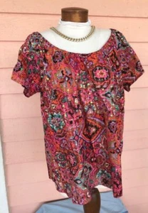 VENEZIA On/Off Shoulder Top Gr. 22/24 Hippie Boho Pailletten Glitzer Bluse EZ CARE - Bild 1 von 3
