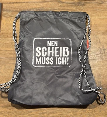 Rucksack Turnbeutel grau mit Aufdruck „NEN SCHEIß MUSS ICH!“ - Bild 1 von 4