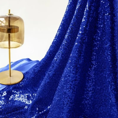 INVGEEXI Royal Blue Sequin Fabric by The Yard, 3 Feet 1 Yard Sparkly Glitter - Image 1 of 4