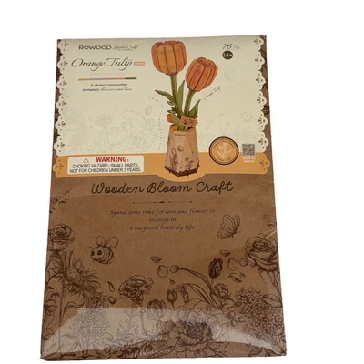 Rowood Rompecabezas 3D Flores de Madera Hágalo Usted Mismo Flores Artificiales Decoración Naranja Tulipán NUEVO Foto 1 de 4