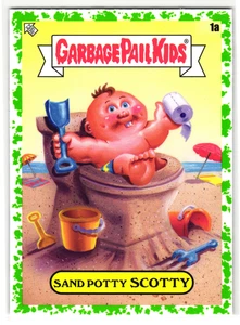 Sand Potty Scotty GPK 2021 Garbage Pail Kids Toilet Parody Sticker Green - Picture 1 of 2