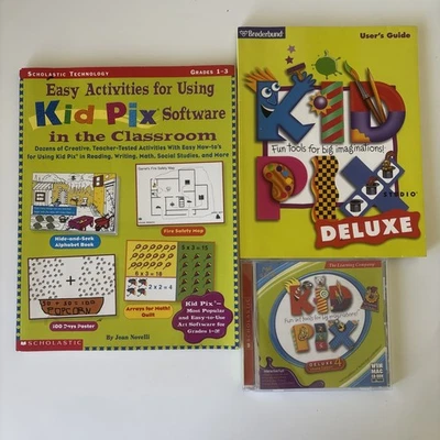 Kid Pix Deluxe 4 CDROM Software + 2 Books User Guide & Activities Bundle - Image 1 of 4