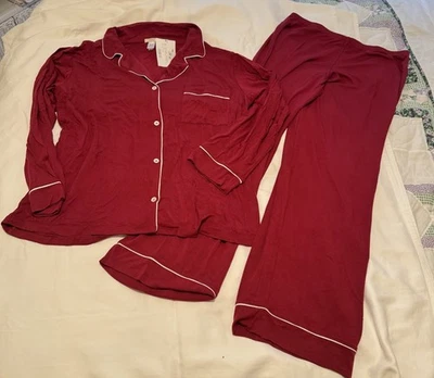 NWT EBERJEY Red Pajama Set Women’s Sz L Christmas Long Sleeve Modal Blend - Image 1 of 4