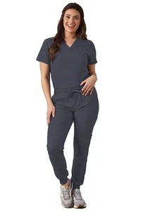 GT Performance Women's V-Neck Tuck-In Top/Slim Fit Jogger Yoga Pant Scrub Set - Picture 1 of 37