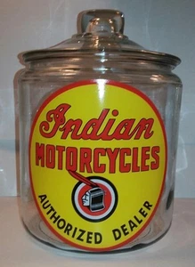 Super Nice Indian Motorcycle Glass Counter Jar - Picture 1 of 1