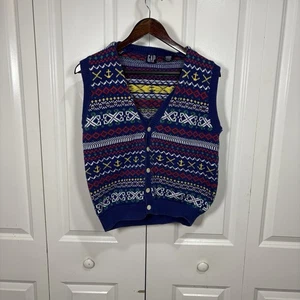 Vintage GAP Pullover Weste S Fair Isle Strick Maritim Anker Retro Cottagecore Prep - Bild 1 von 8