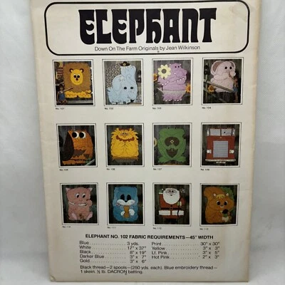 Down on the Farm Elephant Critter Coverlet Nursery Blanket Quilt Sewing Pattern - Image 1 of 4
