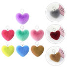  7 Pcs Bag Pendant Heart Shape Hairball Plush Keychain Hanging Miss Heart-shaped