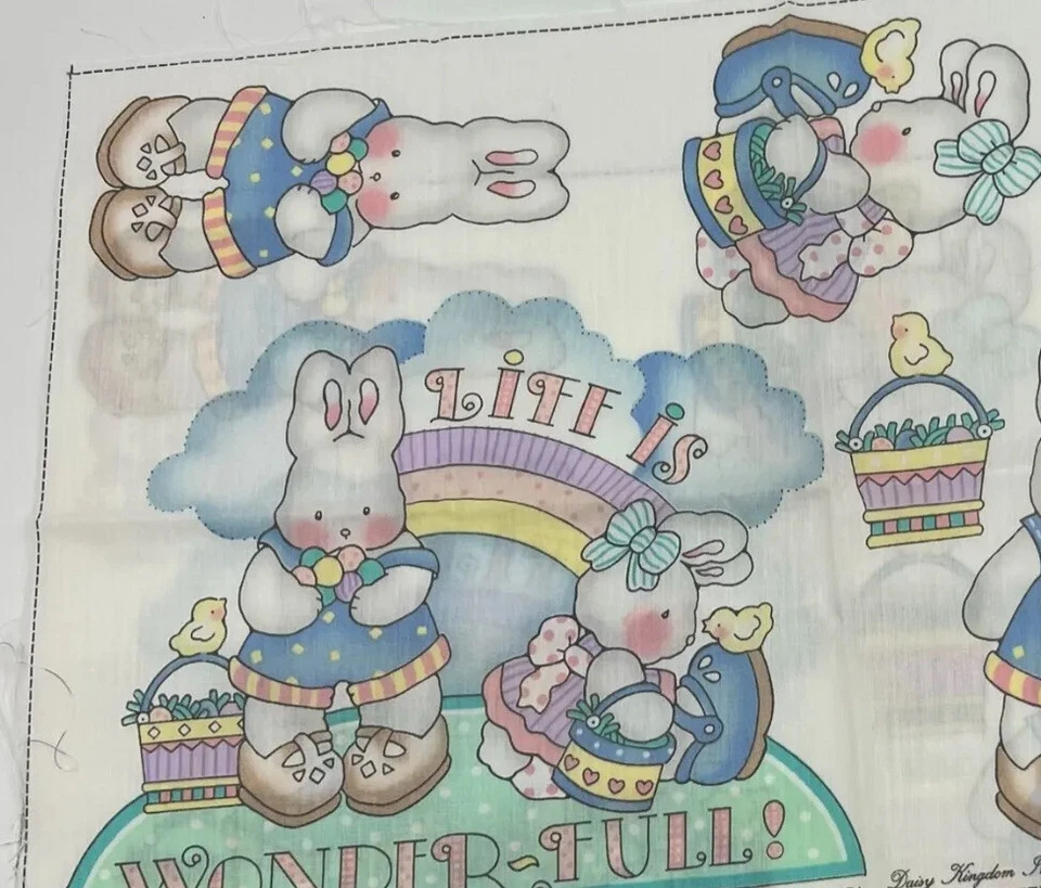 Vtg 1992 Daisy Kingdom "Life is Wonder-Full" #6272 Bunny Applique Panel 12x18" - Image 1 of 4