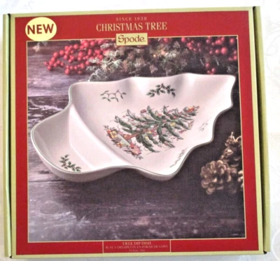 NEW, Spode Holiday Christmas 14-Inch Fine Porcelain Tree-Shaped Dip Dish Server - Image 1 of 4