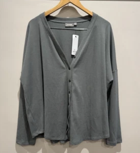 Sussan XXL 2XL khaki green henley NWT top long sleeve Plus button up winter - Picture 1 of 10