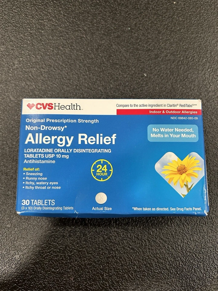 Alivio de alergias no somnolencia CVS. 30 comprimidos de 10 mg cada uno. Caduca 3/26 Foto 1 de 1