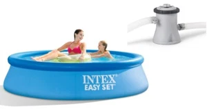 8FT INTEX Inflatable Swimming Pool Above Ground Backyard Portable + Filter Pump - Picture 1 of 8
