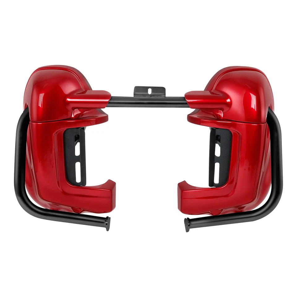 Carenado de pierna ventilado inferior rojo + barra protectora del motor apta para Harley Road Glide 97-08 Foto 1 de 4