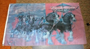 Rare/ VTG Budweiser The Famous Clydesdales/ Wagon Flag 60" L x 70" W - Picture 1 of 6