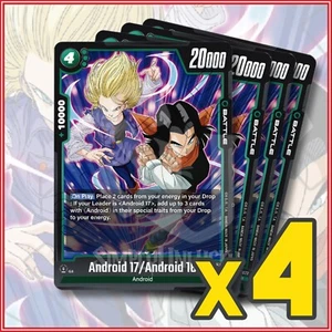 DRAGON BALL SUPER FUSION WORLD: Android 17/Android 18 Blazing Aura FB02-077 R x4 - Picture 1 of 2