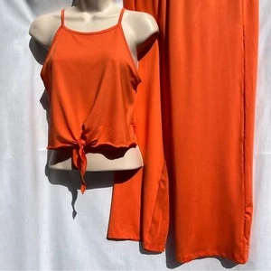 Pumpkin Orange Front Knot Tank Top and Pants - Size Medium Halloween - Picture 1 of 11