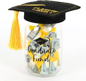 Graduation Gifts, Graduation Cap Money Holder, Class of 2025 Grad Mason Jar Gift - Picture 1 of 12