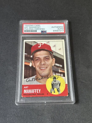 Art Mahaffey 1963 Topps #385 Auto Autograph PSA Authentic Phillies - Image 1 of 2