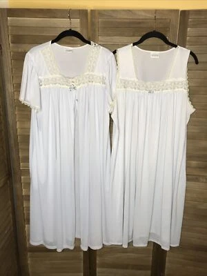 Conjunto de bata de vestido vintage Pennys Adonna azul mediano encaje ribete botones ropa de dormir hada Foto 1 de 4