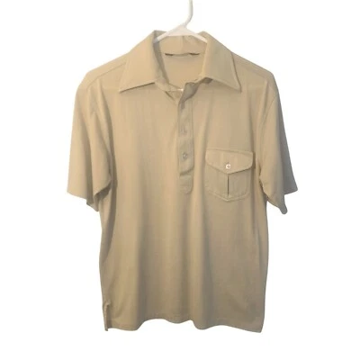 Camisa polo vintage Robert Bruce para hombre mediana beige bolsillo manga corta Foto 1 de 4