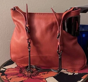 Neu mit Etikett authentische 2000er Halston Heritage Hardware Tasche rot orange Ledertasche - Bild 1 von 16