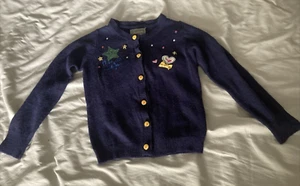 Grande fille par Vero Size 4 Light Sweater Cardigan Blue Sequin Heart Button - Picture 1 of 18