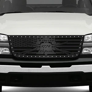 Custom Steel Aftermarket Grille for 03-07 Silverado Pickup 1500/2500 LIBERTY BK - Picture 1 of 3