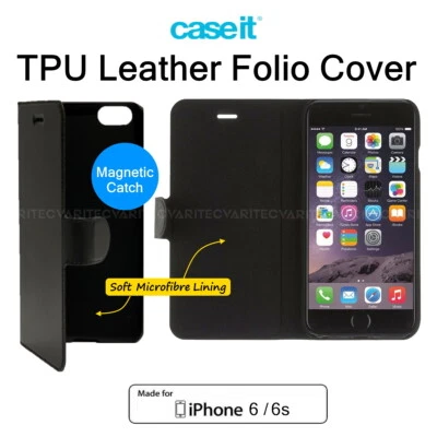 Genuino CASEIT iPhone 6 6s Cuero TPU Folio Cubierta Abatible para iPhone 6 / 6S 4.7 pulgadas Foto 1 de 4
