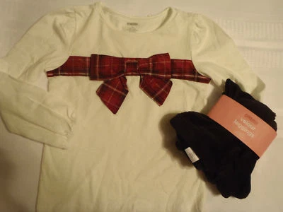 GYMBOREE Talla 4 Negro Terciopelo Leggings Vacaciones Tradiciones Arco Camisa Conjunto Nuevo con Etiquetas Foto 1 de 2