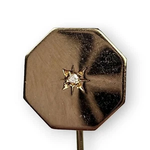 Pin de palo octágono Starburst vintage con acento de astillas de diamante enchapado en oro de 2 1/8" de largo - Imagen 1 de 12