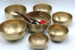4 to 8 inch Tibetan singing bowl set, handmade in Nepal, meditation, yoga bowls - Picture 1 of 6