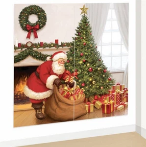 FONDO DE PARED DE FIESTA DE FIESTA DE VACACIONES DE COLECCIÓN Setter escena de navidad 5,5' Árbol de Santa - Imagen 1 de 2