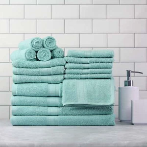 Mainstays 18 Piece 100% Cotton Towel Set, 4 Bath , 4 Hand and 10 Washcloths - Picture 1 of 5