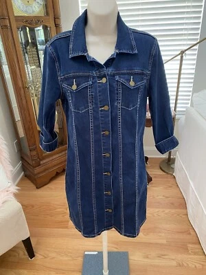 WOMEN'S CALVIN KLEIN DENIM SHIRT DRESS SZ MD WITH 3/4 SLEEVES - Image 1 of 4