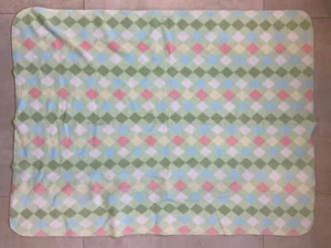 Circo Diamond Pattern Baby Blanket Green Pink Yellow White Blue Fleece - Picture 1 of 3