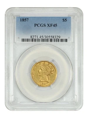 1857 $5 PCGS XF45 - Liberty Head $5 - Image 1 of 4