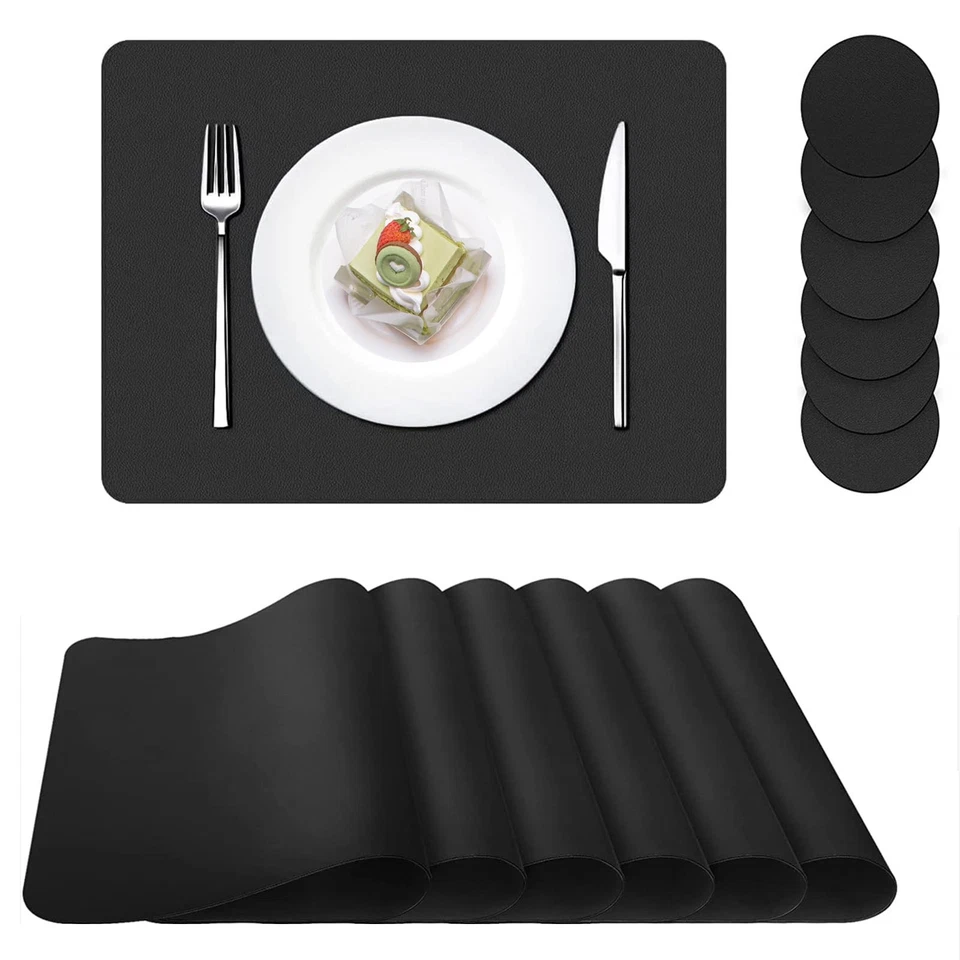 Placemats Set of 6, Leather Placemat with Coasters, Waterproof, Stain Resista... - Image 1 of 4